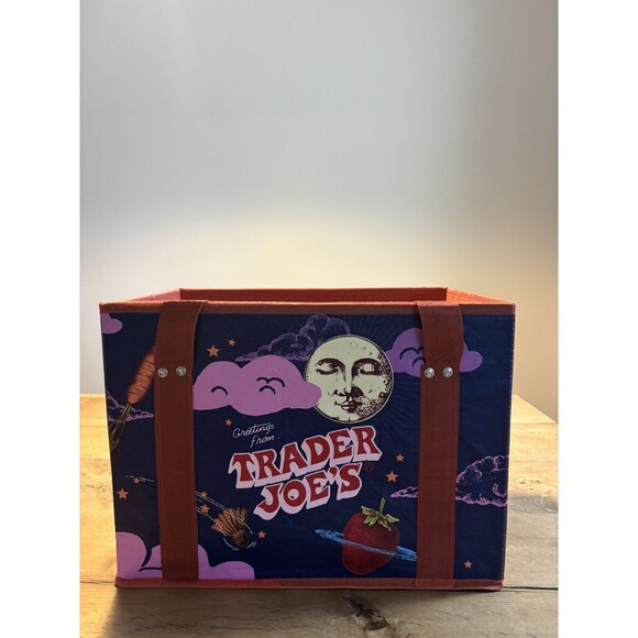 Trader Joe’s Moon Bag Stand-Up Collapsible Tote Bag Brand New With Tag Moon Face - Picture 9 of 9